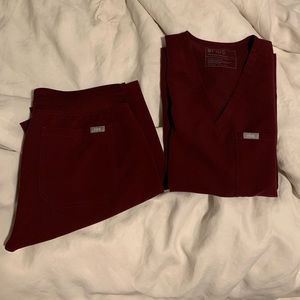 Figs XS burgundy set